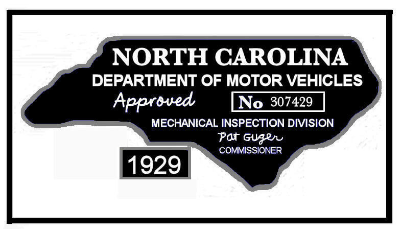 1929 NC Inspection Sticker (Estimate)
